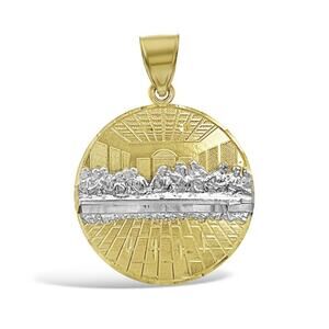 Last Supper Round Pendant 10k Two Tone Gold Charm 1.4 inch